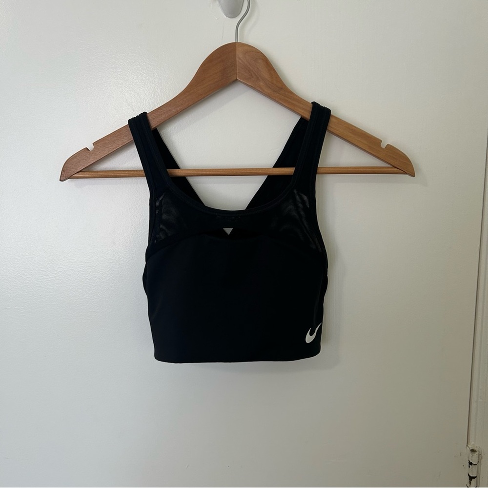 Nike Women's Black Mesh Criss Cross Back Athletic Sporty Sports Bra Size Small